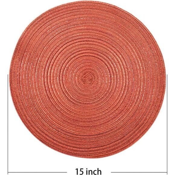 Round Placemats Set of 6 Round Braided Placemats 15 Inch Table Mats for Dining - Picture 2 of 7